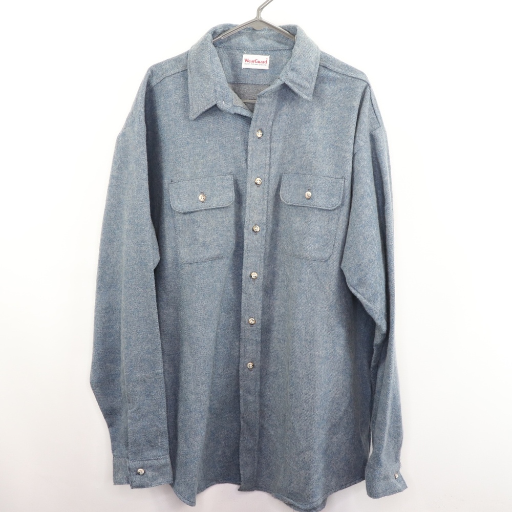 80s Wear Guard Mens 2XL Thick Flannel Shirt Blue